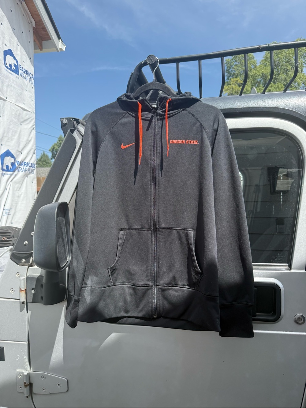 Nike Black Oregon State Zip-Up Hoodie with Orange Accents